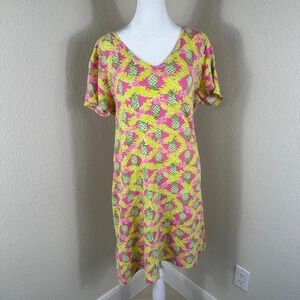 Lilly Pulitzer Pineapple Dress Large Green Whimsical Vacation Tropical Preppy